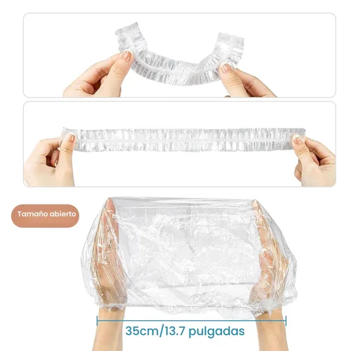 Miniatura 3 de MAQIHAN 100 gorros de ducha desechables grandes – Gorros de plástico grueso para acondicionamiento profundo, gorro de ducha reutilizable impermeable