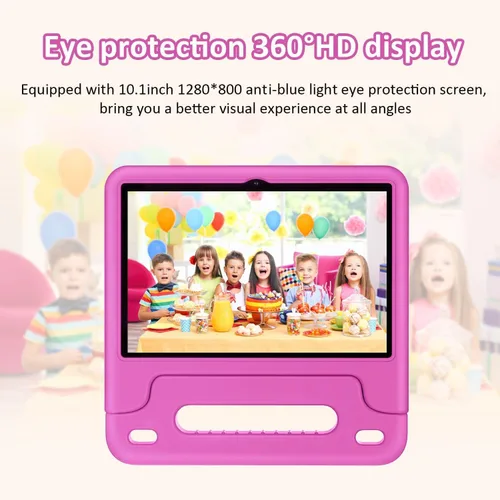Miniatura 4 de WXUNJA Tablet Android 15 Kids 2025, tabletas actualizadas de 10.1 pulgadas con procesador Octa-Core, batería de 6000 mAh, espacio para niños, Rojo