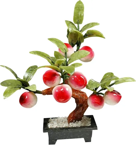 Árbol de cristales de jade natural, bonsái artificial, melocotonero, sala de estar, porche, decoración de dinero, Feng Shui, en maceta, regalos