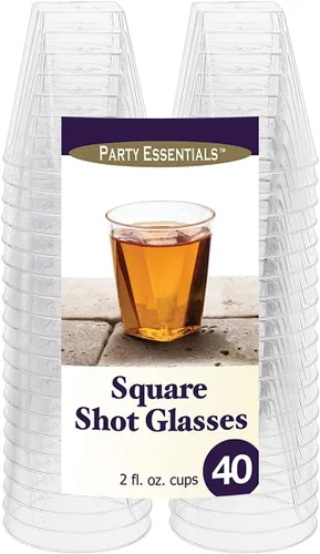 Miniatura 4 de Party Essentials Vasos de chupito cuadrados de plástico duro de 2 onzas/copas de cata de vino, transparentes, 40