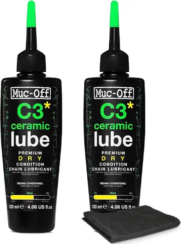 Miniatura 11 de Muc-Off C3 lubricante de cadena de cerámica en seco, 120 mililitros - Lubricante de cadena de bicicleta premium con tinte trazador UV - Formulado
