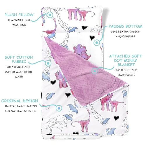 Miniatura 2 de JumpOff Jo - Tapete para siesta para niños, saco de dormir para niños con almohada extraíble y manta ultrasuave para preescolar, guardería y fiestas