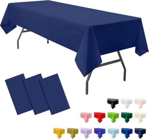 Miniatura 20 de Paquete de 3 manteles de plástico premium negros desechables de 54 x 108 pulgadas. Mantel rectangular desechable para mesas de fiesta