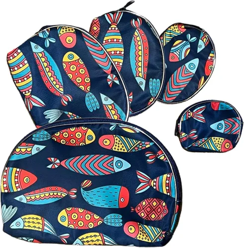 Miniatura 15 de HESSION Juego de 5 bolsas de cosméticos para mujer, bolsa de maquillaje, bolsa con cremallera, accesorios organizador para viajes, Color 1