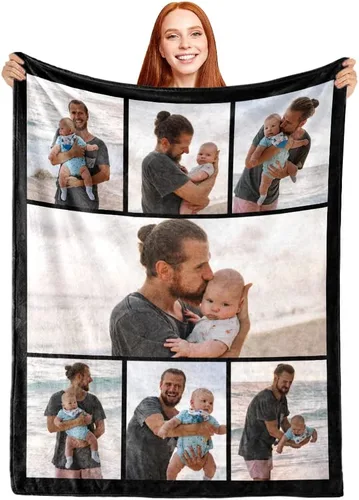 Miniatura 18 de ShineSand Manta personalizada con foto, manta de fotos personalizada con texto de nombre, manta divertida personalizada, manta de forro polar
