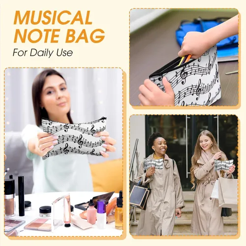 Miniatura 3 de Sweetude Paquete de 10 bolsas de maquillaje para profesores de música, bolsa de cosméticos para notas musicales, regalo de agradecimiento