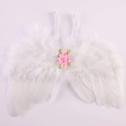 Miniatura 6 de Surakey Atuendos para bebé recién nacido, alas de ángel de plumas con diadema, accesorios para el cabello, accesorios para el cabello, trajes