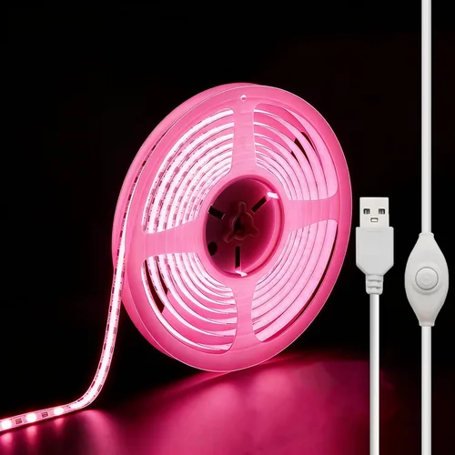Miniatura 8 de Tira de luces LED de 5V USB, tira de luz COB de 1 m blanca, tira de luz LED corta, tira de luz LED brillante flexible de 5V para debajo del Blanco
