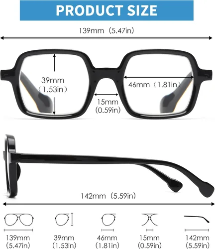 Miniatura 5 de JM 4 Pack Square Reading Glasses, Blue Light Blocking Computer Reader for women men, Spring Hinge