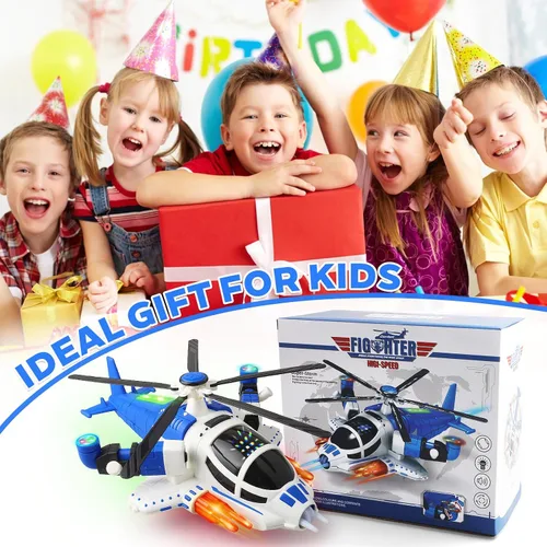 Miniatura 7 de Helicóptero de juguete con luces para niños pequeños, avión de juguete giratorio 360° con música y Bump & Go, regalo de cumpleaños para niños de 3 a