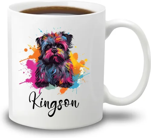 Affenpinscher - Taza de café con nombre personalizado, regalo para perro, papá, perro, mamá, taza de cerámica blanca personalizada Affenpinscher