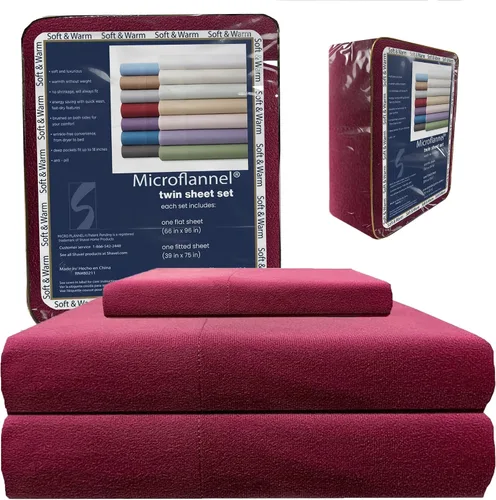 Miniatura 17 de Thermee Micro Flannel Juego de sábanas tamaño individual XL, lavar y secar a máquina, sin pelusas, con bolsillo profundo y fundas de almohada