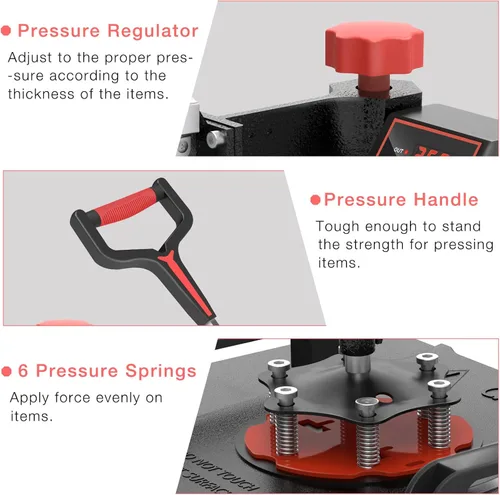 Miniatura 8 de OIIEE Máquina de prensa de calor 5 en 1 combinada prensa de calor de 12 x 15 pulgadas, máquina de transferencia de calor de 360 grados, impresión