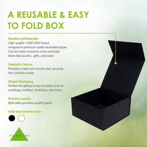 Miniatura 2 de Prime Line Packaging Cajas de regalo de Navidad con tapas, cajas de regalo navideñas para regalos, caja de regalo negra mediana, plegable para Negro