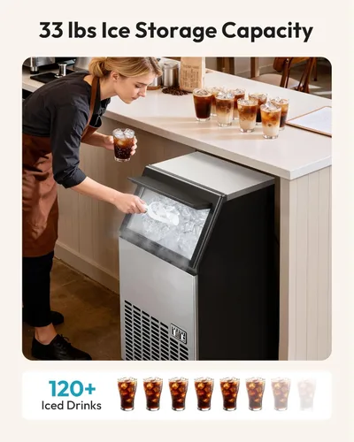 Miniatura 3 de EUHOMY - Máquina comercial para hacer hielo de acero inoxidable, 95 libras de producción diaria, 15 kg de capacidad de almacenamiento de hielo