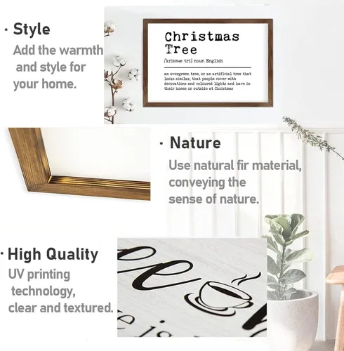 Miniatura 6 de Family Lettering Frame Wood Signs Definitions Christmas Tree Vintage Wall Art Wood Frame Sign Encouragement Farmhouse Wood Sign for Home Door Window