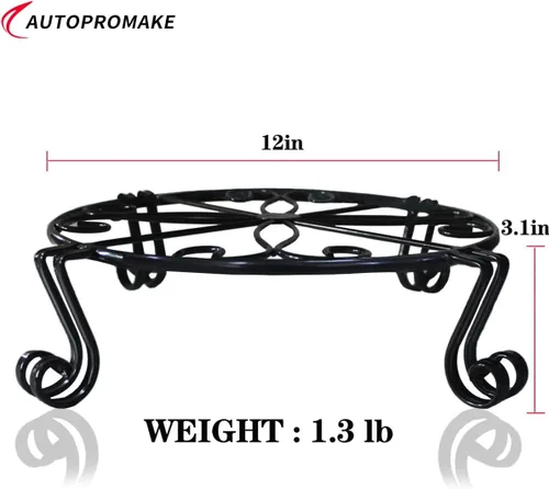 Miniatura 2 de Yimobra - Base de metal para macetas de alta resistencia para interiores y exteriores. Soporte circular de hierro inoxidable para jardín. Color Negro