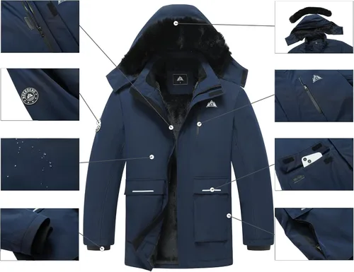 Miniatura 5 de MOERDENG - Chaqueta de esquí para mujer, resistente al agua, abrigo de invierno para nieve, cortavientos de montaña, con capucha
