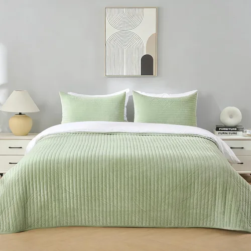 Miniatura 11 de Juego de edredón de terciopelo tamaño Queen, juego de cama acolchado suave, 2 fundas de almohada a juego, funda de cama ligera, colcha acolchada