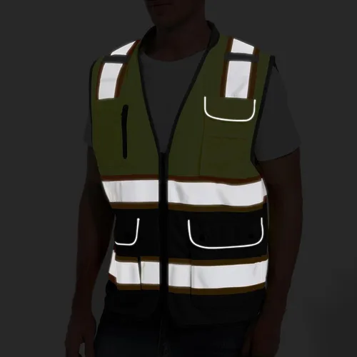 Miniatura 5 de ArcRidge Chaleco de seguridad reflectante para hombres y mujeres, chaleco de construcción de alta visibilidad, tiras reflectantes de doble tono