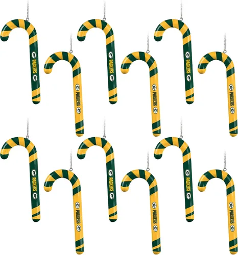 Miniatura 4 de NFL Team Logo 12 Pack Candy Cane Ornament Set