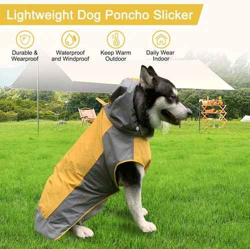 Miniatura 2 de Impermeable para perro, chaqueta impermeable para perro, chaqueta reflectante para perro con capucha, poncho ligero para perro, abrigo de lluvia
