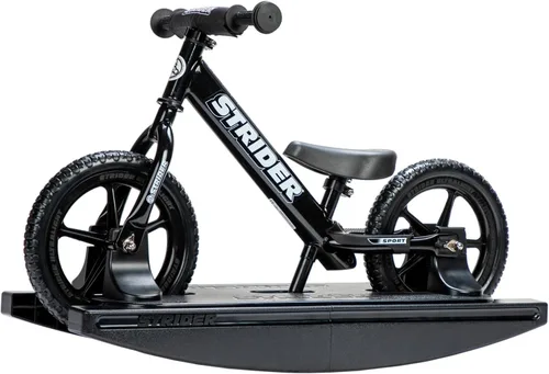 Strider Bicicleta profesional de 12 pulgadas + base mecedora. Ayuda a enseñar al bebé a montar una bicicleta de equilibrio, para niños de 6 meses a