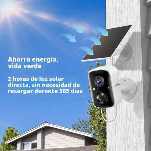 Miniatura 3 de Hiseeu Cámaras de seguridad solar inalámbricas para exteriores, paquete de 2, cámaras wifi de 3K 4MP alimentadas por batería para vigilancia