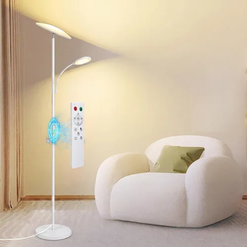 Miniatura 8 de Lámpara de pie, 42 W, 4500 lúmenes, lámpara de pie LED súper brillante con luz de lectura giratoria, control remoto táctil y función de memoria