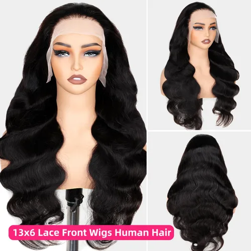 Miniatura 2 de PERISMODA Pelucas de cabello humano ondulado con encaje frontal de 13 x 6, densidad del 180 %, pelucas de cabello humano ondulado HD de 13 x 6