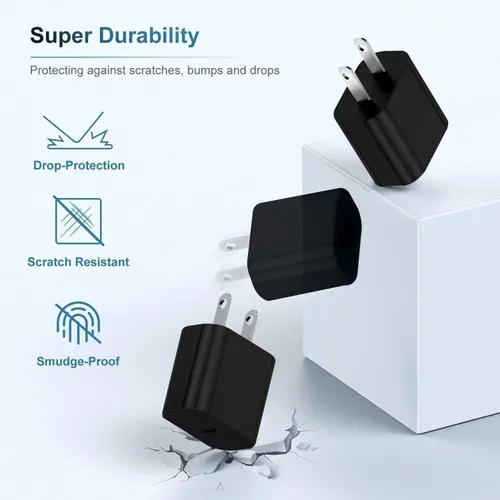Miniatura 2 de Cargador para iPhone 17 16 15, enchufe de bloque de carga rápida USB C de 20 W y cable tipo C a C de 6 pies largo para Apple iPhone 17 Pro Max/17