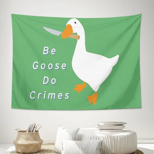 Miniatura 8 de Conank Tapiz de ganso blanco, divertido y lindo tapices de meme de pato, póster de dormitorio universitario, decoración de pared, bandera de fondo