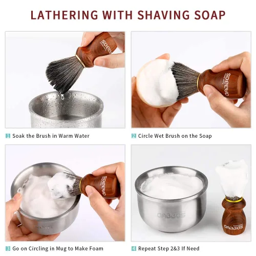 Miniatura 3 de Anbbas Jabón de afeitar leche de cabra para barba, peluquero tradicional afeitado húmedo (2 piezas, 7 onzas)