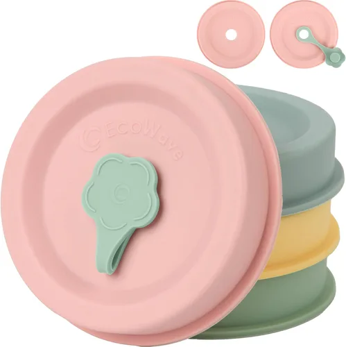 Miniatura 10 de CREADOR ORIGINAL - Tapas de Silicona FlipFit™ para Frascos Mason con Orificio para Pajilla - Ajuste Dual para Frascos Mason de Boca Regular y Boca