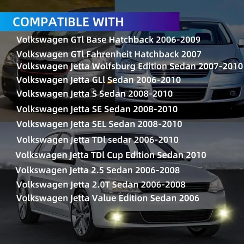 Miniatura 2 de Faros antiniebla para Volkswagen GTI/Volkswagen Jetta 2006 2007 2008 2009 2010, repuesto premium (VW GTI/Jetta), 1 par (lente transparente)