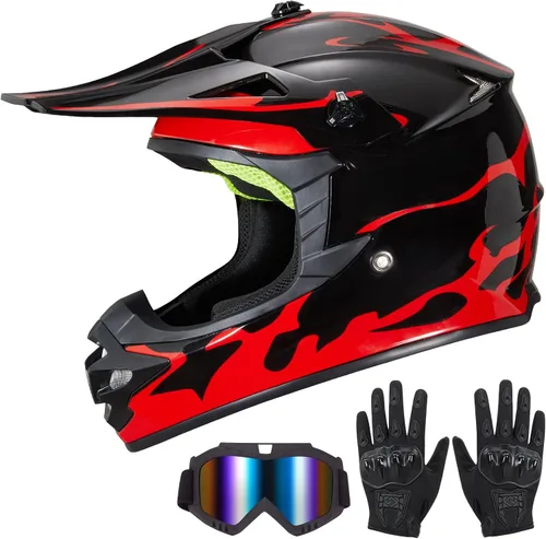 Miniatura 10 de Casco de Bicicleta de Tierra para Jóvenes Niños para Niños y Niñas, F001 Casco de Motocicleta de Cara Completa para Todoterreno ATV Conducción