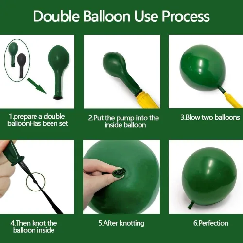 Miniatura 4 de Arco de globos de látex negro y verde, guirnalda de globos de látex de doble relleno, color verde oscuro, marrón, plateado, para camuflaje