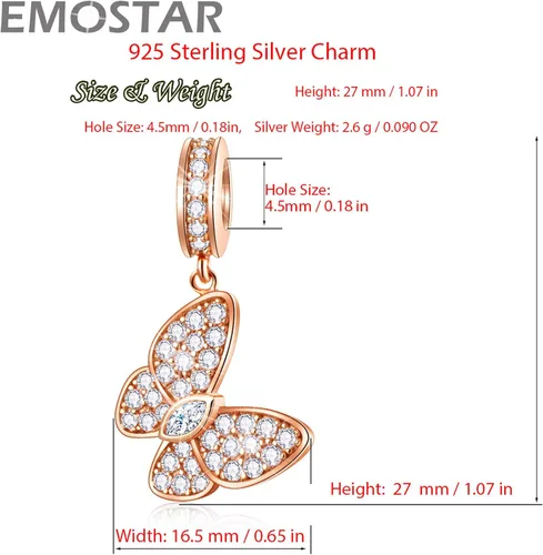 Miniatura 3 de Sparkling Insect Charms fit European Bracelet Necklace, Butterfly Pendant, Dragonfly Charms, Rose Gold Honeybee Charms, Ladybird Beetle Charms in
