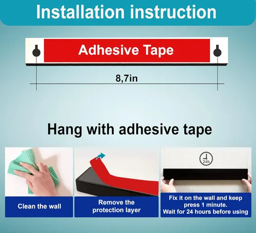 Miniatura 7 de Soporte magnético para cuchillos de pared de 10 pulgadas, color blanco, sin perforaciones, uso como tira magnética para cuchillos, barra magnética