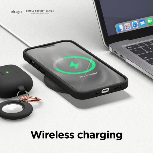 Miniatura 7 de elago Compatible con funda para iPhone 13 Pro, funda de silicona líquida, cubierta protectora de cuerpo completo, delgada, forro de microfibra Negro