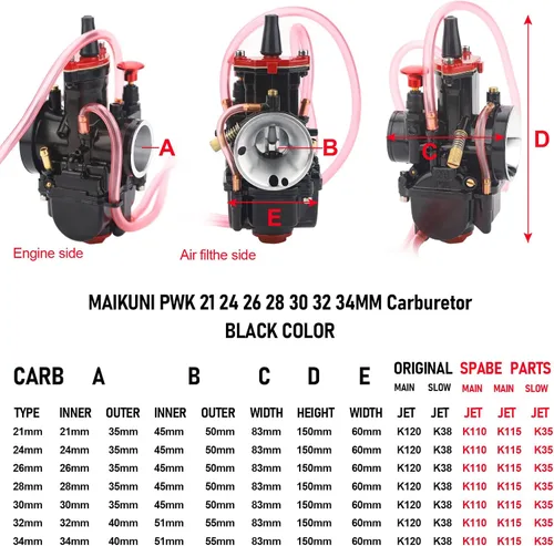Miniatura 7 de Carburador PWK de 1.102 in para motor 2T 4T Dirt Bike Motocross Scooter ATV Quad Go Kart