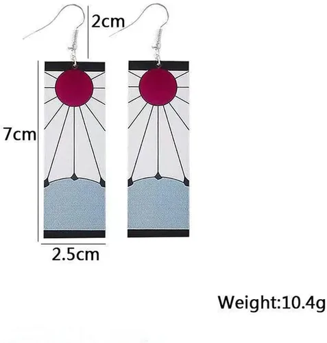 Miniatura 4 de Pendientes Tanjiro Hanafuda Tanjiro Cosplay Pendientes Anime Accesorios de joyería, Acero aleado