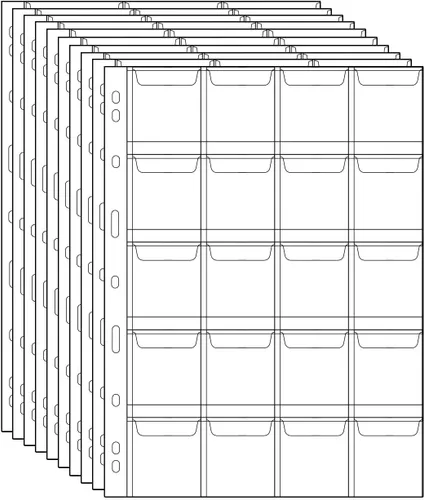 Páginas con bolsillos para monedas, fundas estándar con bolsillos para monedas, con 9 orificios para coleccionistas, 10 hojas, serie CS03 20