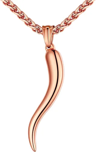 U7 Colgante de cuerno italiano para hombres y mujeres, acero inoxidablenegrooro de 18 quilates, joyería de protección de talismán amuleto de la