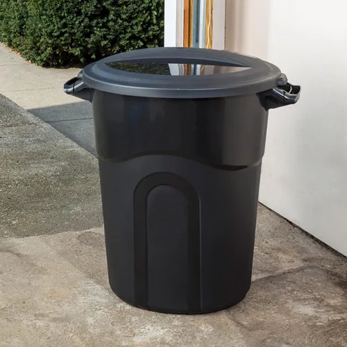 Miniatura 8 de United Solution TI0087 - Contenedor de basura redondo de 20 galones, color negro, fácil de transportar con construcción resistente, asas de paso