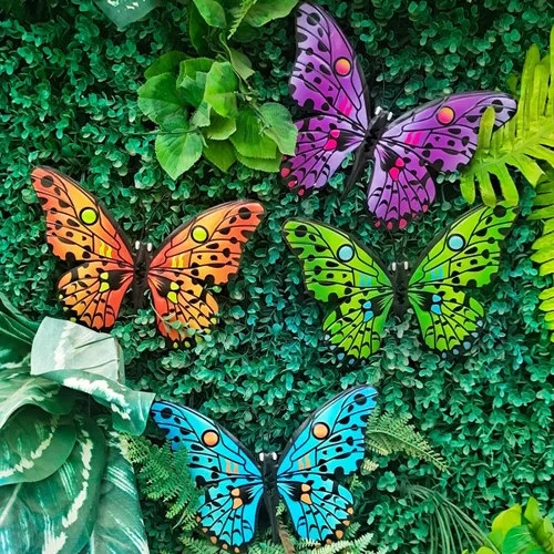 Miniatura 6 de Decoración de Pared de Mariposa de Metal - Arte Decorativo de Pared para Valla Exterior de 9,6", Decoración Colgante para Jardín y Patio, Sala