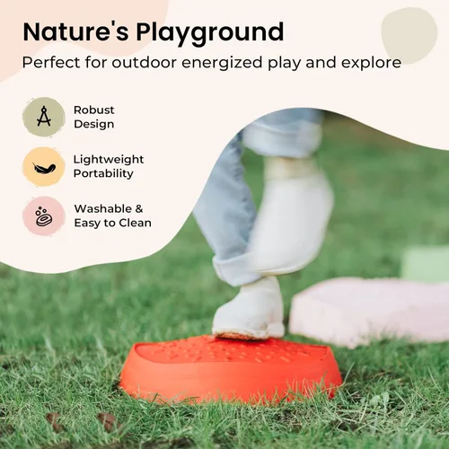 Miniatura 4 de Tiny Land Piedras para pisar para niños, 5 piezas Piedras antideslizantes para niños pequeños, Piedras sensoriales para promover el equilibrio