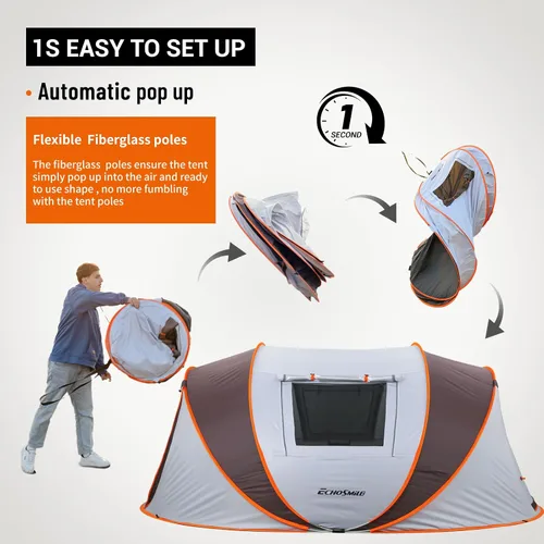 Miniatura 3 de EchoSmile Tienda de campaña desplegable para 2/4/6 personas, fácil instalación, cúpula resistente al agua, portátil con bolsa de transporte Blanco