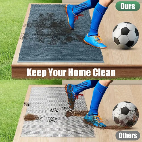 Miniatura 7 de IM HOME Felpudo absorbente de chenilla para exterior de 36" x 24", tapetes lavables para perros antideslizantes para interior, tapete para perros