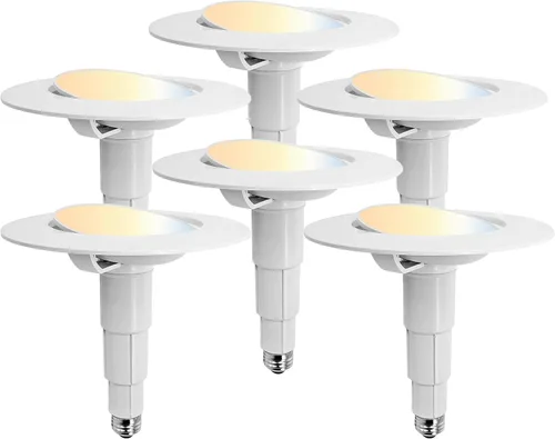 Miniatura 11 de Jolux Luz LED ajustable de 4 pulgadas 5CCT para remodelación, 2700K-5000K CCT seleccionable, 6W = 40W 500LM, base E26 regulable, borde biselado